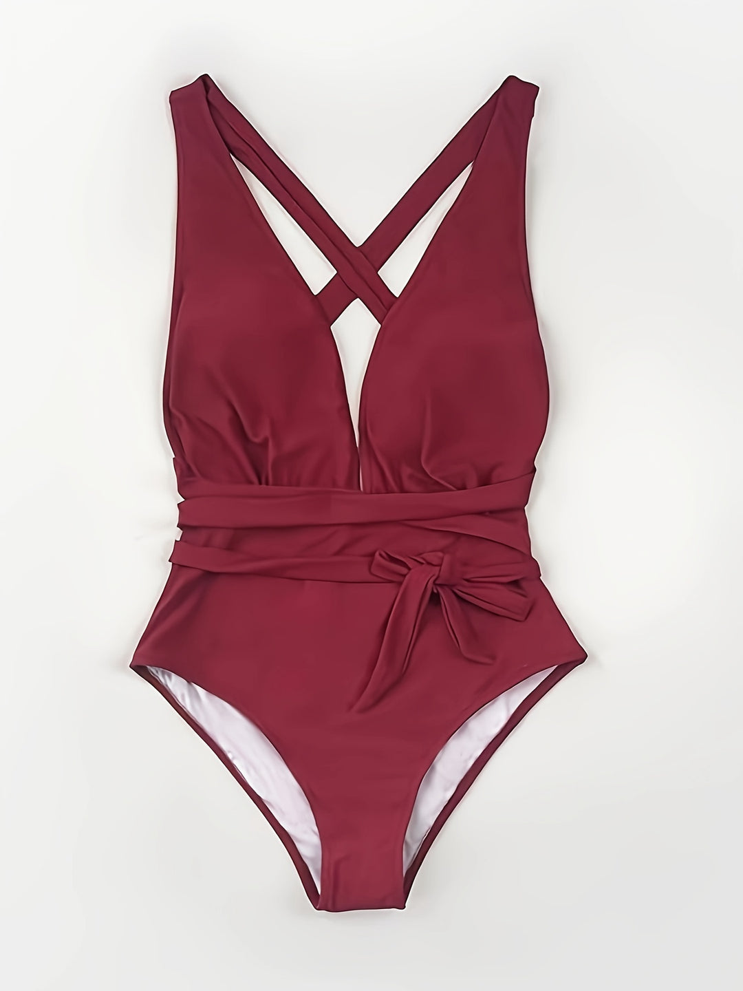 Caroline | Sexy Off-Shoulder Badpak met Tailleband en Diepe V-Hals