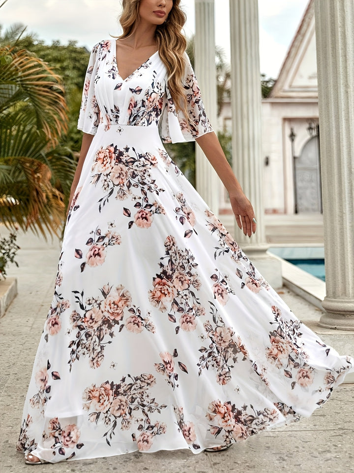 Catherine | Elegant A-Lijn Jurk met Bloemenprint