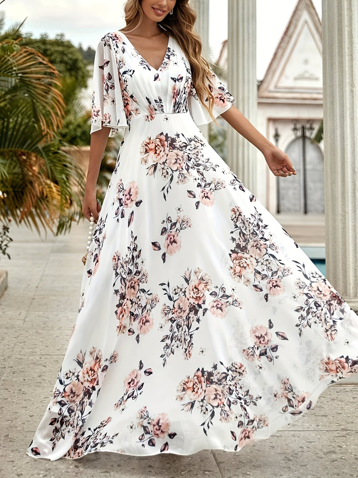 Catherine | Elegant A-Lijn Jurk met Bloemenprint