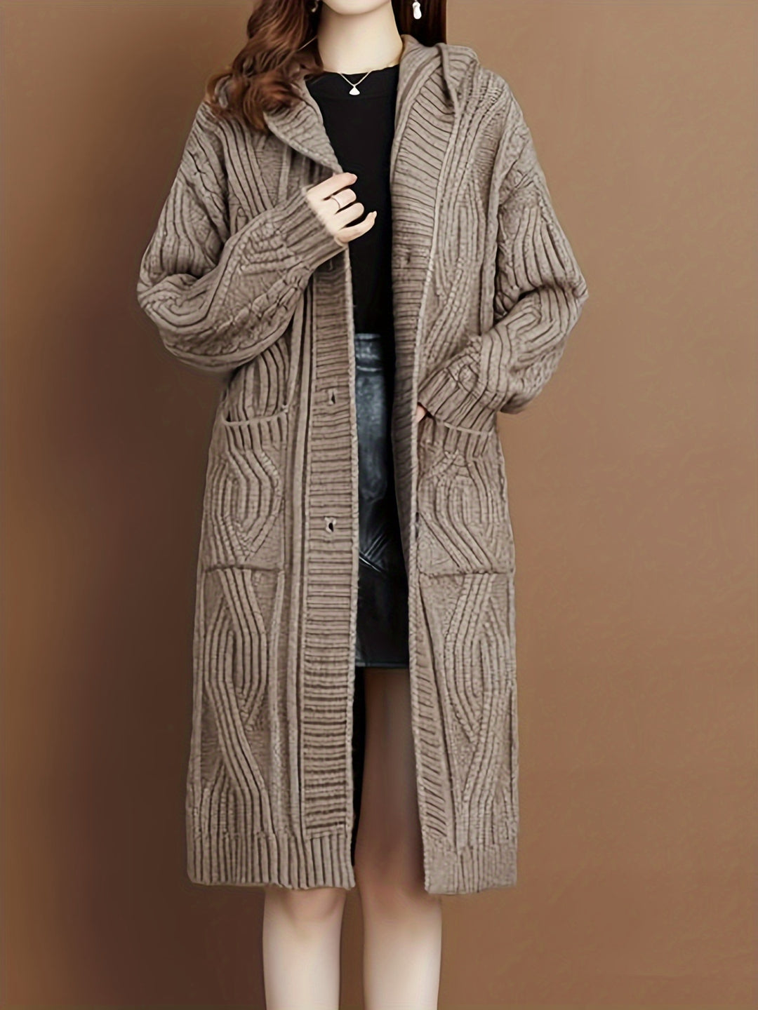 Cecelia | Oversized Gebreid Vest met Capuchon en Zakjes
