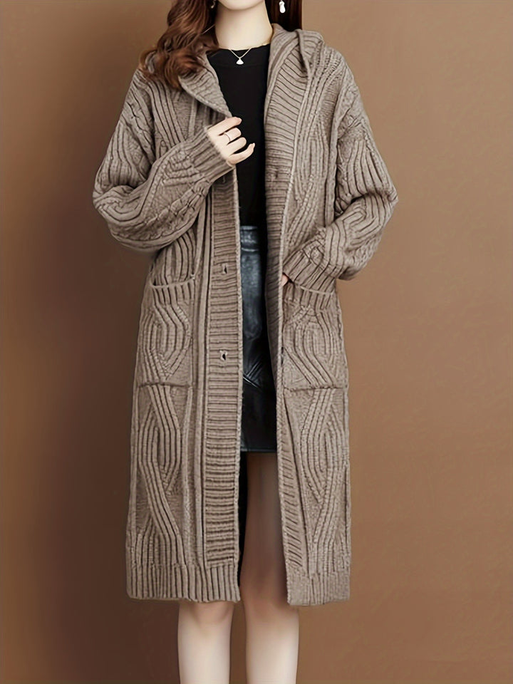 Cecelia | Oversized Gebreid Vest met Capuchon en Zakjes