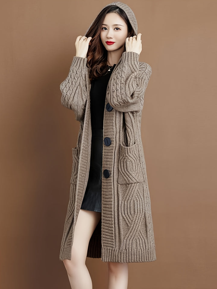 Cecelia | Oversized Gebreid Vest met Capuchon en Zakjes