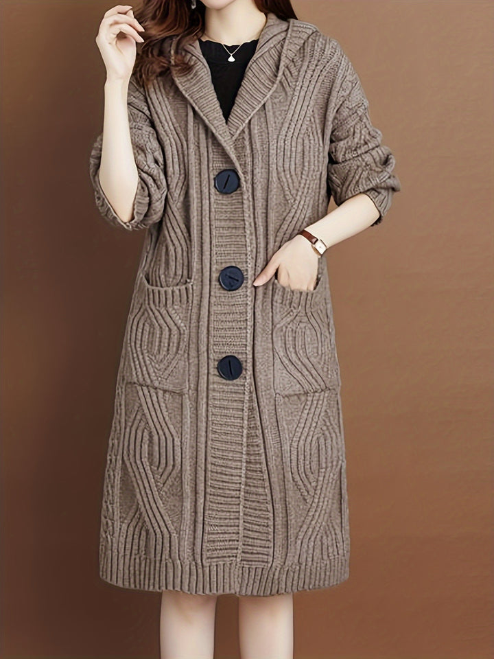 Cecelia | Oversized Gebreid Vest met Capuchon en Zakjes