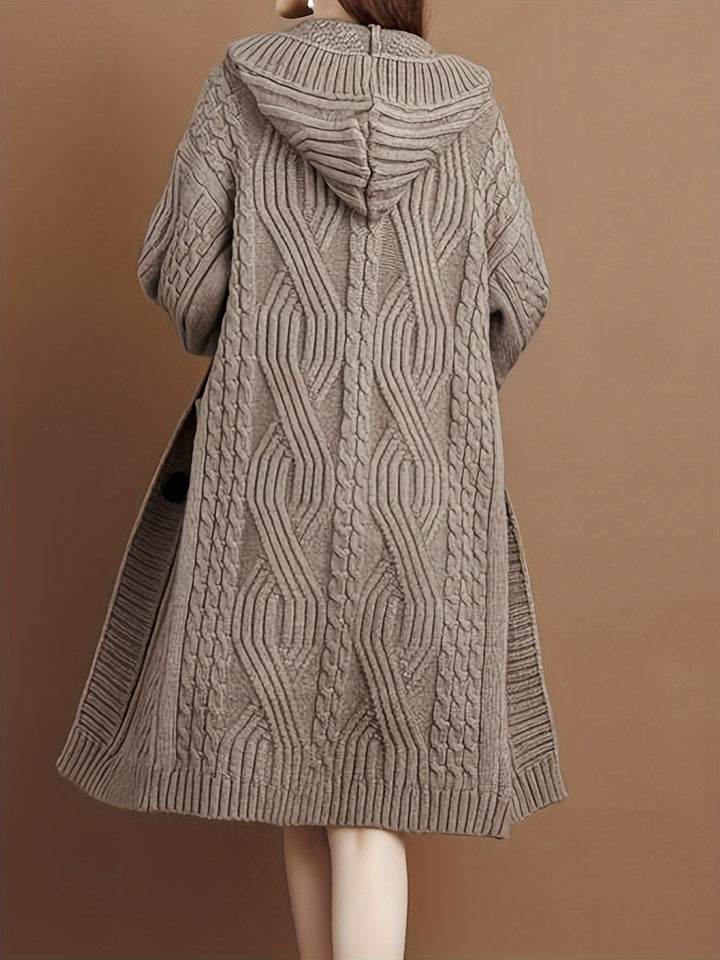 Cecelia | Oversized Gebreid Vest met Capuchon en Zakjes