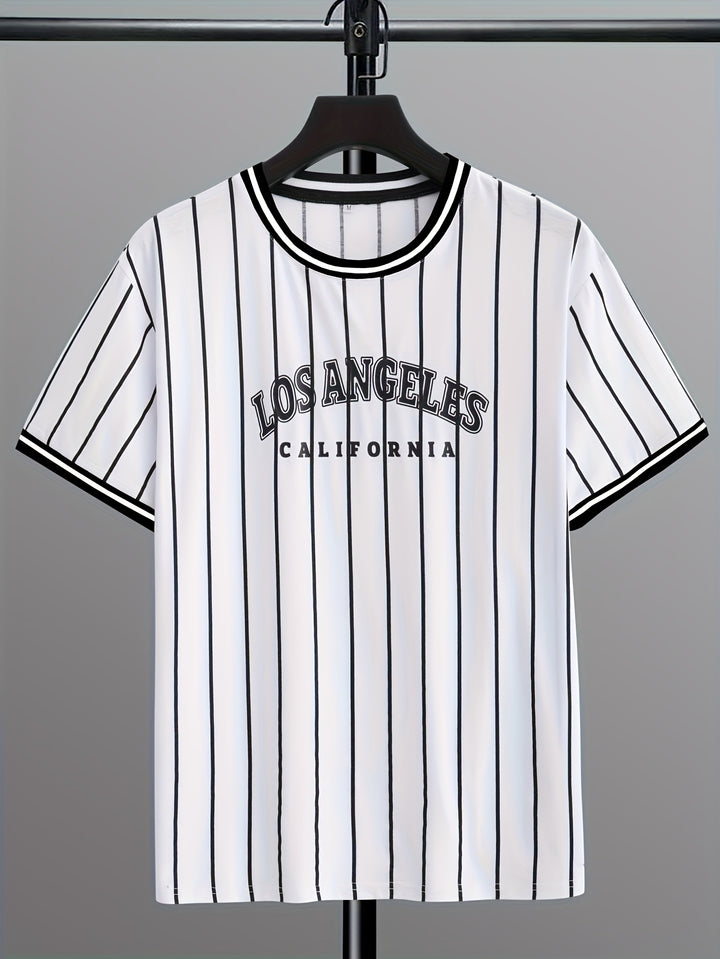 Charlie | Gestreept T-shirt met Los Angeles Print voor Heren,