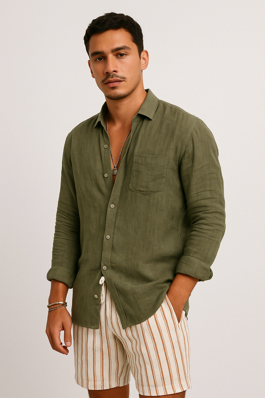 Heren Overhemd Lange Mouw – Relaxte Pasvorm – Ademend – Knoopsluiting – Casual