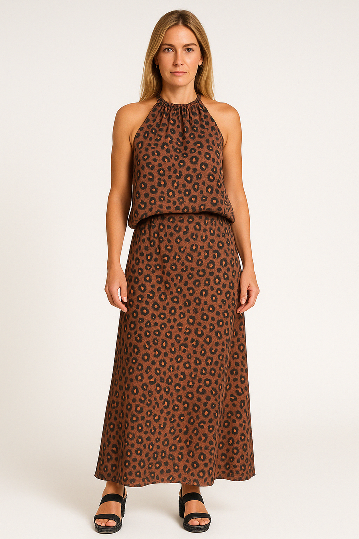 Dames Tweedelige Set – Haltertop met Losse Pasvorm – Lange Flow Rok – Ademend Design