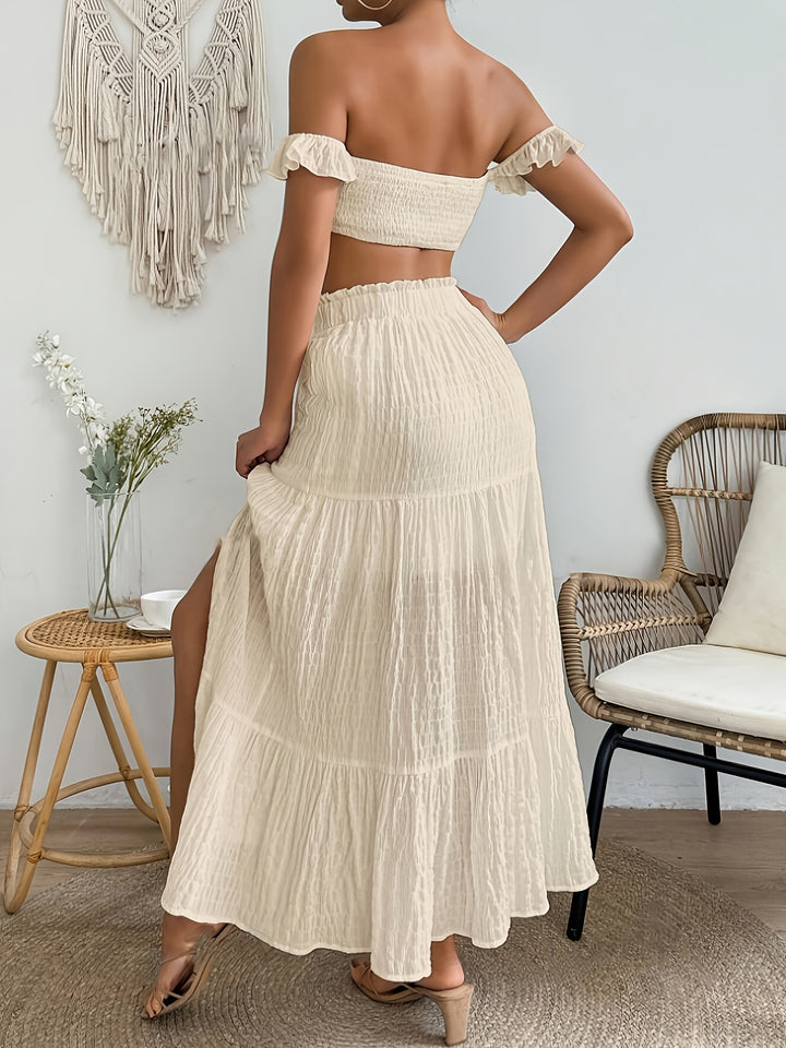 Chloe | Off-shoulder Top en Rok Set met Split