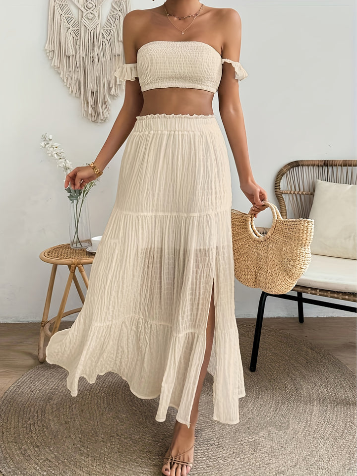Chloe | Off-shoulder Top en Rok Set met Split