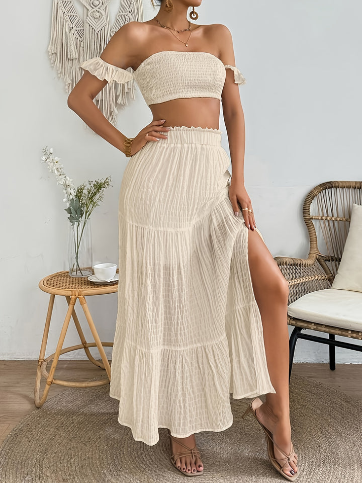 Chloe | Off-shoulder Top en Rok Set met Split