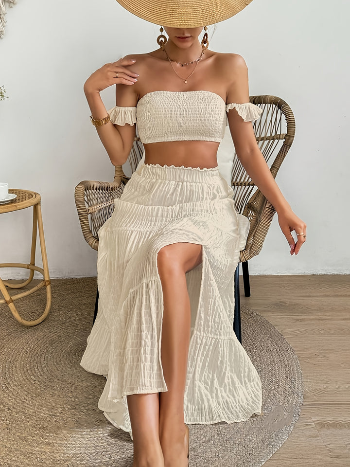 Chloe | Off-shoulder Top en Rok Set met Split
