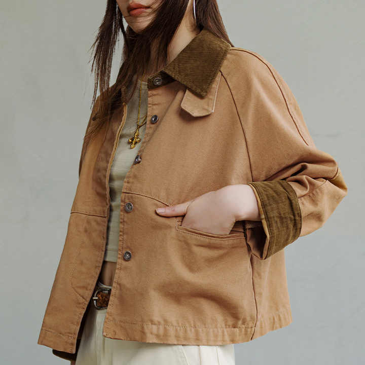Cielo | Stijlvolle Jas met Vintage Corduroy Kraag