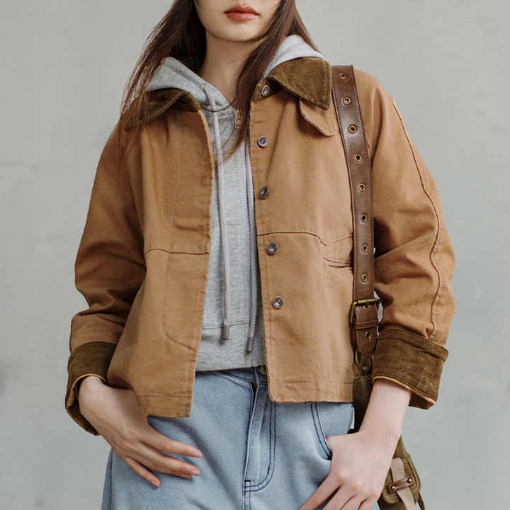 Cielo | Stijlvolle Jas met Vintage Corduroy Kraag