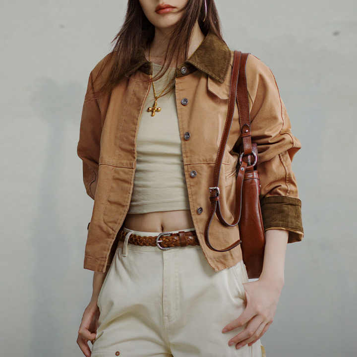 Cielo | Stijlvolle Jas met Vintage Corduroy Kraag