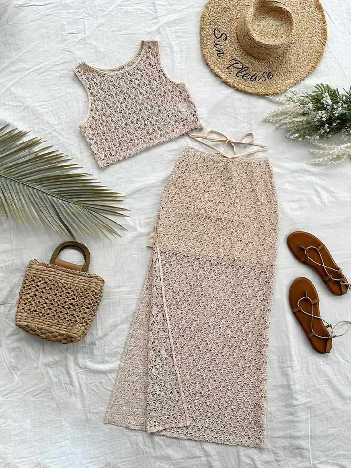 Claire | Boheemse Twee-delige Set met Gebreide Top en Rok