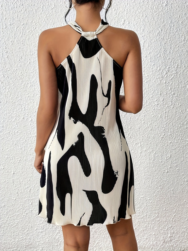 Claire | Halter Jurk met Moderne Streepprint