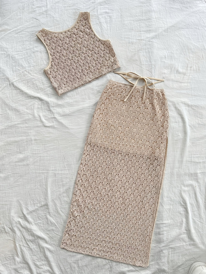Claire | Boheemse Twee-delige Set met Gebreide Top en Rok