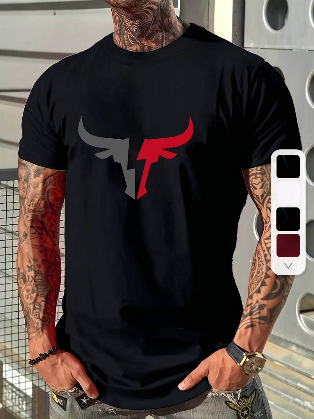 Colin | Casual T-shirt met Stoere Bull Print