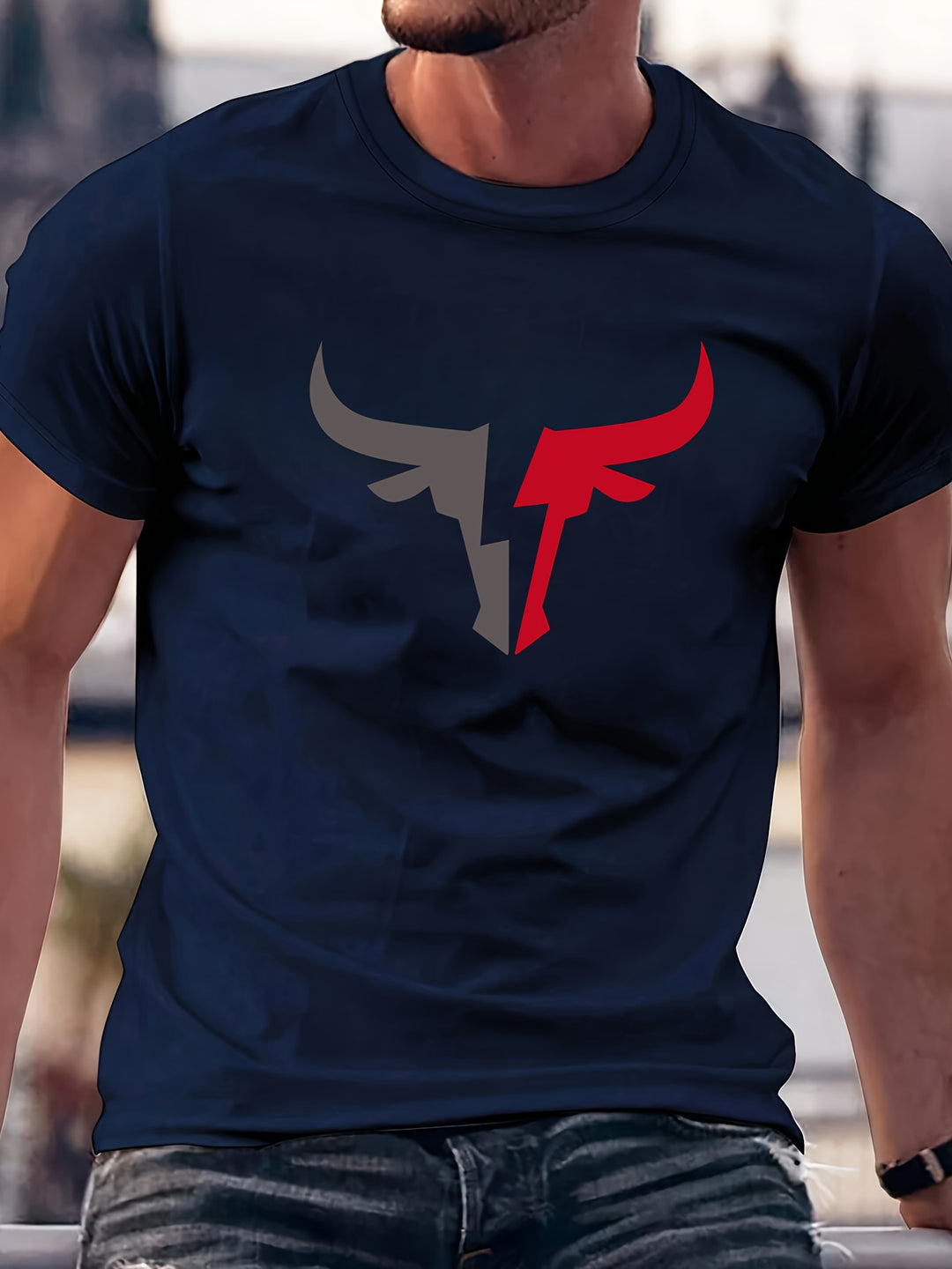 Colin | Casual T-shirt met Stoere Bull Print