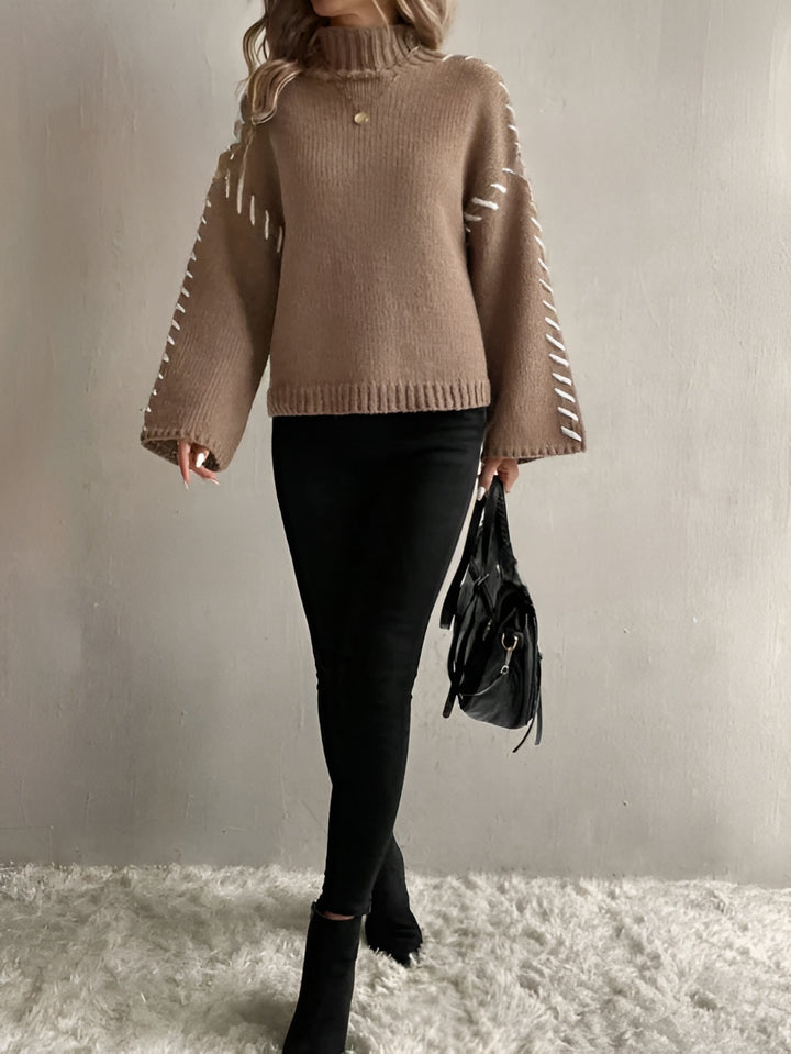 Collins | Casual Chic Gebreide Patchwork Trui met Turtleneck