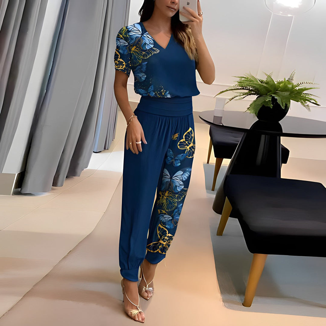 Dames Blouse – Relaxed Fit – V-hals – Pofmouwen – Luxe Ademende Stof