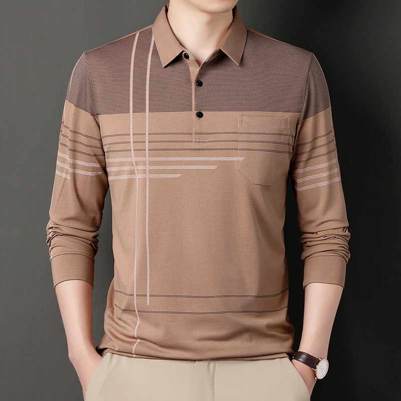 Cyrus | Polo Shirt met Lange Mouwen en Streepdesign