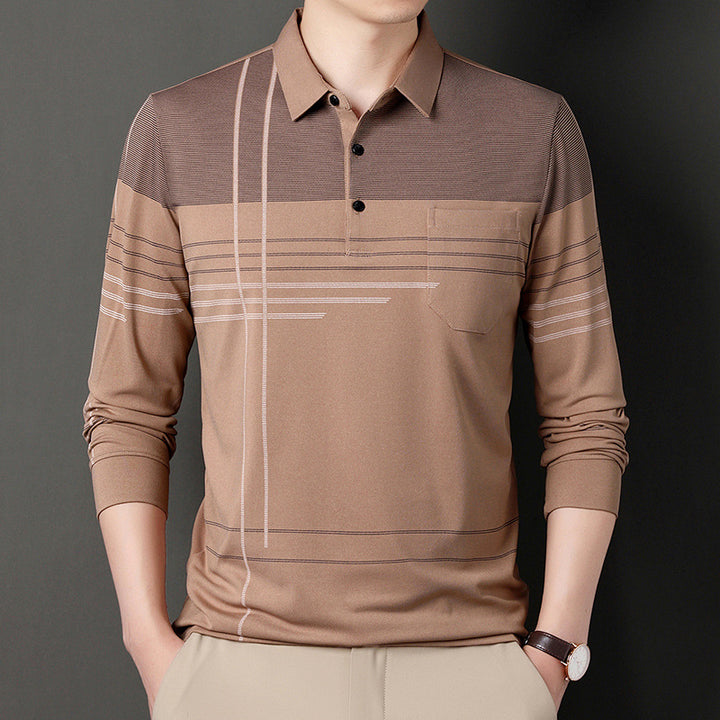 Cyrus | Polo Shirt met Lange Mouwen en Streepdesign