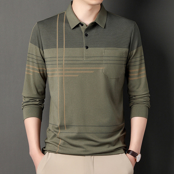Cyrus | Polo Shirt met Lange Mouwen en Streepdesign