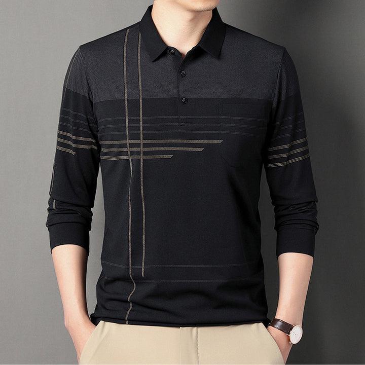 Cyrus | Polo Shirt met Lange Mouwen en Streepdesign