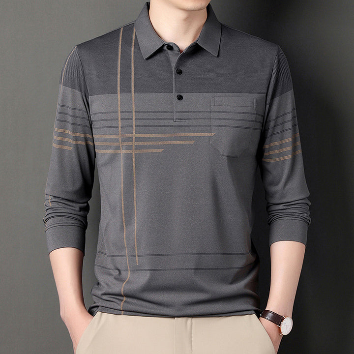 Cyrus | Polo Shirt met Lange Mouwen en Streepdesign