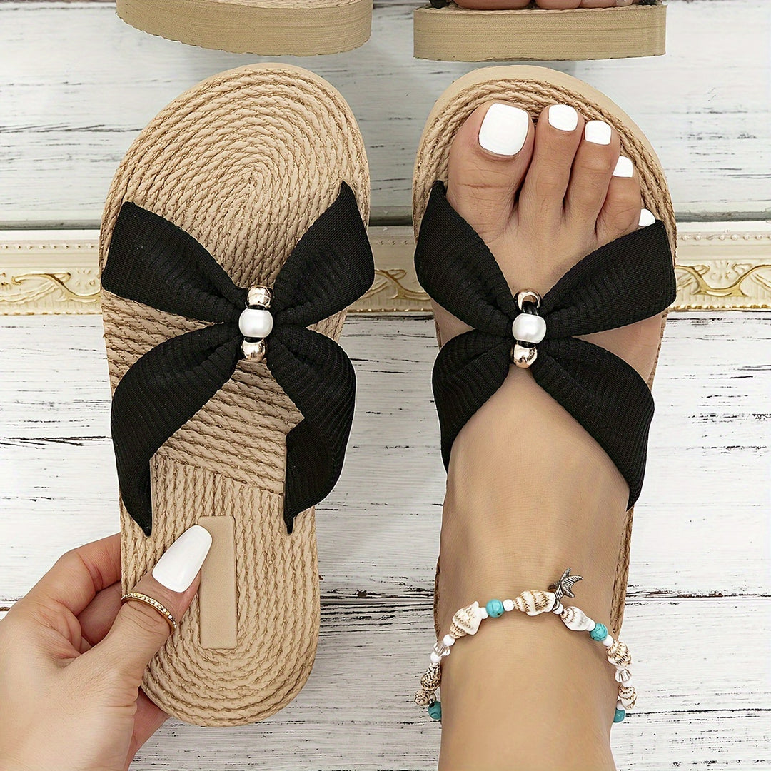 Daisy | Elegante Strik Slippers met Parel Detail