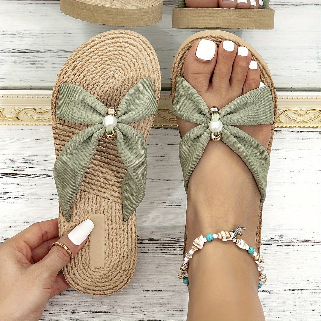 Daisy | Elegante Strik Slippers met Parel Detail