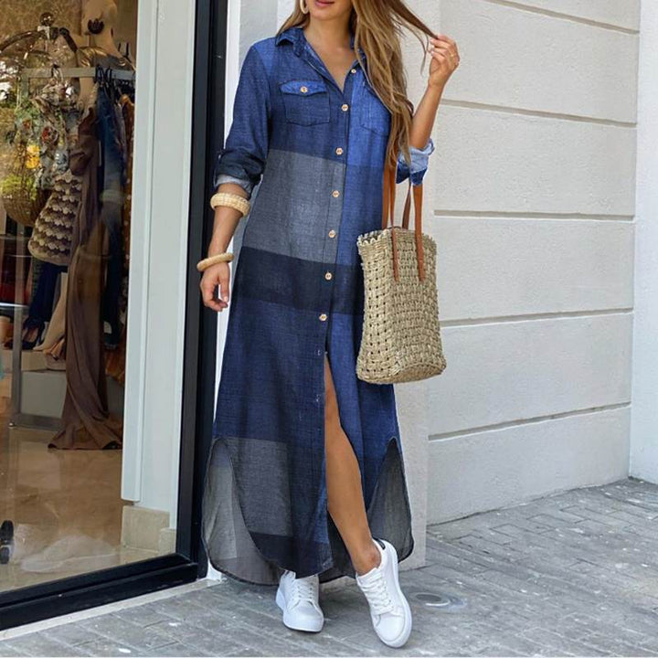 Danica | Stijlvolle Lange Geruite Shirtjurk voor Dames