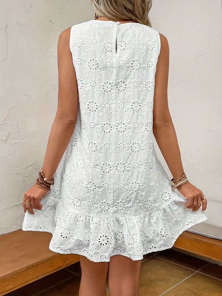 Daniella | Stijlvolle Broderie Mini Jurk met Speelse Volants