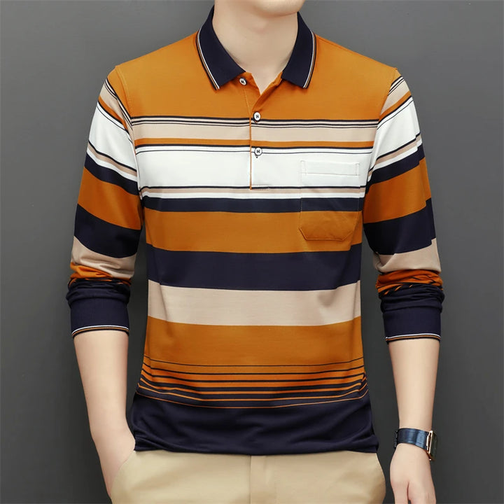 Dante | Gestreepte Polo Shirt met Lange Mouwen
