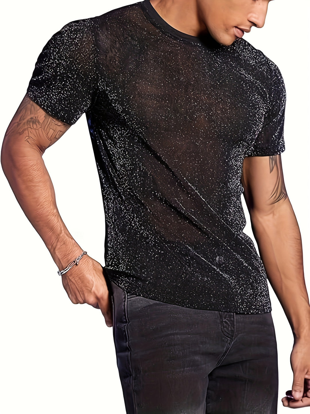 Dennis | Sexy Semi-Eronde Hals T-shirt voor Mannen