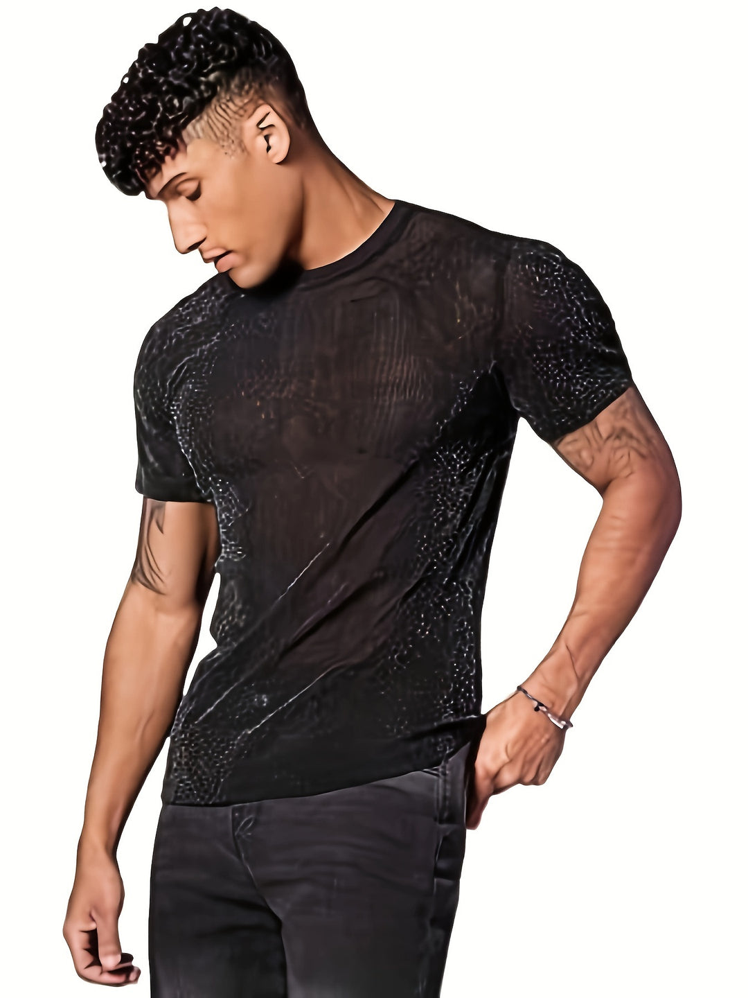 Dennis | Sexy Semi-Eronde Hals T-shirt voor Mannen
