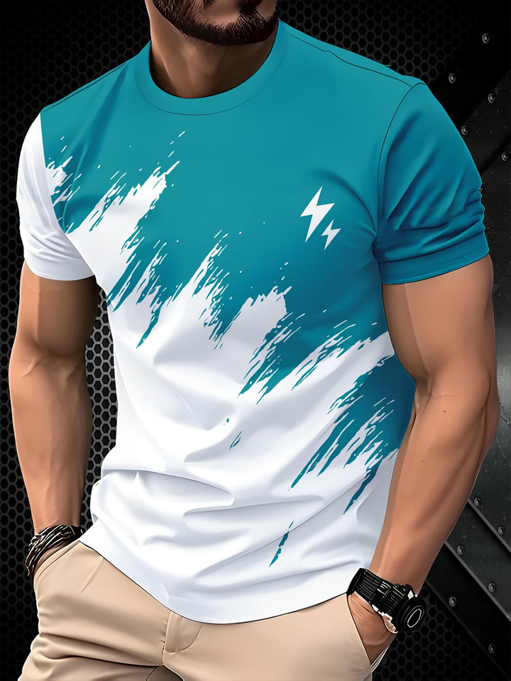 Derek | Casual T-shirt met 3D Bliksemprint en Ronde Hals