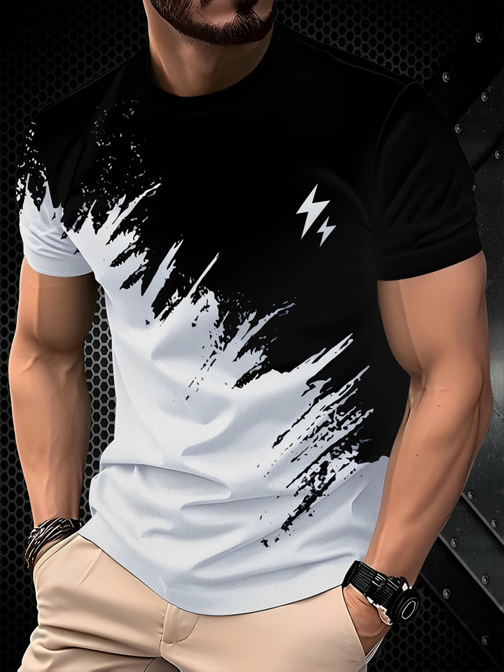 Derek | Casual T-shirt met 3D Bliksemprint en Ronde Hals