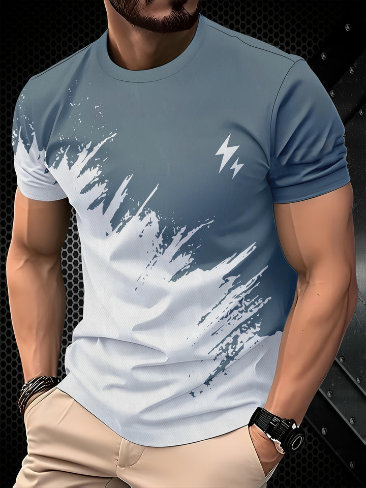 Derek | Casual T-shirt met 3D Bliksemprint en Ronde Hals