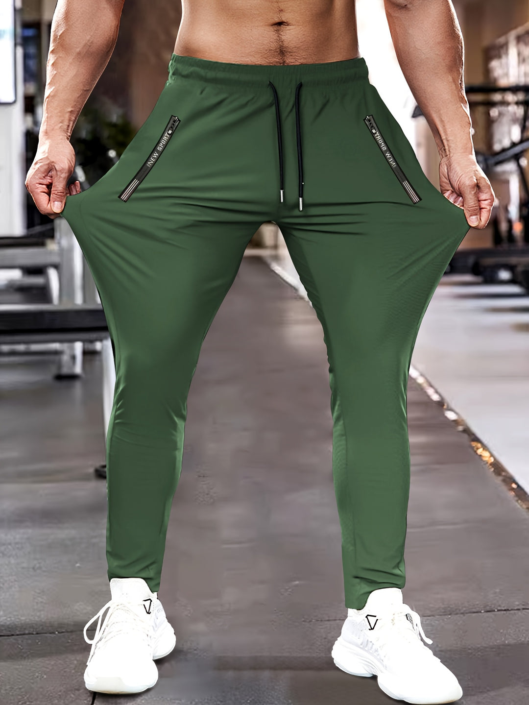 Derek | Heren Sportbroek met Ritszakken en Trekkoord