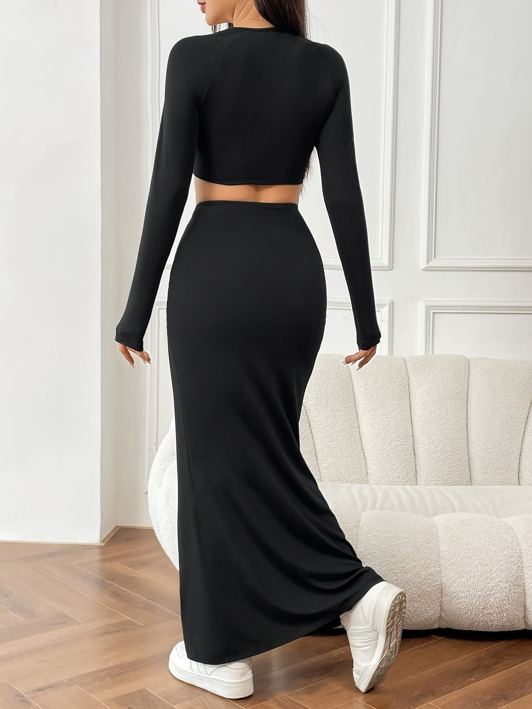 Diana | Crop Top met Vierkante Hals en Bodycon Rok
