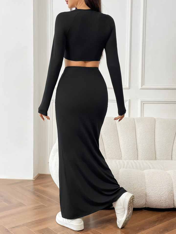 Diana | Crop Top met Vierkante Hals en Bodycon Rok