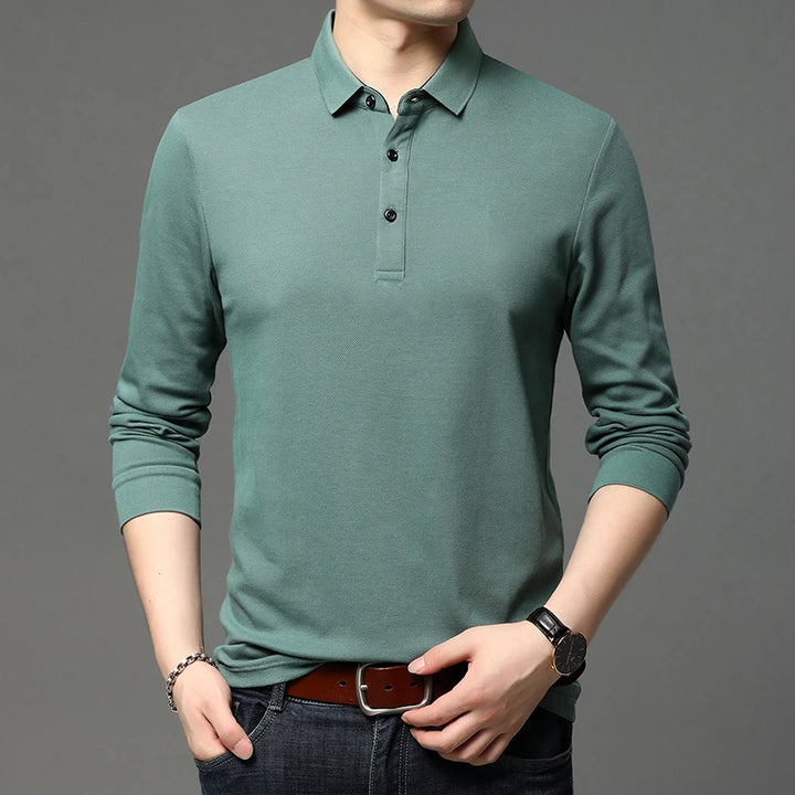 Diego | Heren Casual Poloshirt met Lange Mouwen