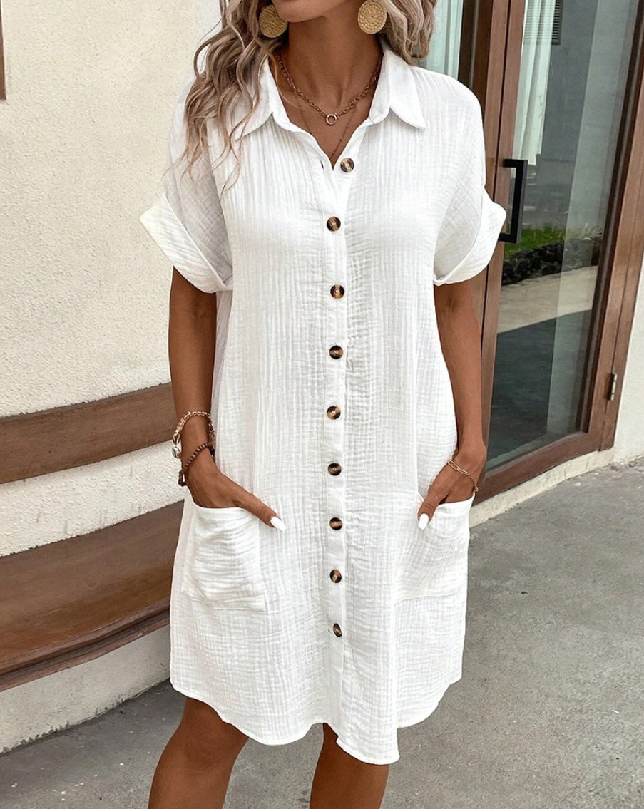 Dina | Stijlvolle Casual Shirtjurk met Knoopsluiting