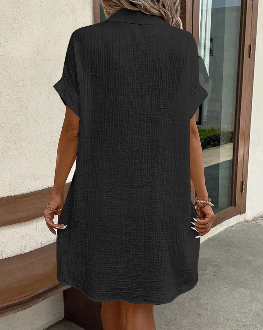 Dina | Stijlvolle Casual Shirtjurk met Knoopsluiting