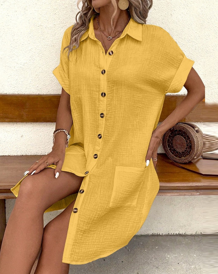 Dina | Stijlvolle Casual Shirtjurk met Knoopsluiting