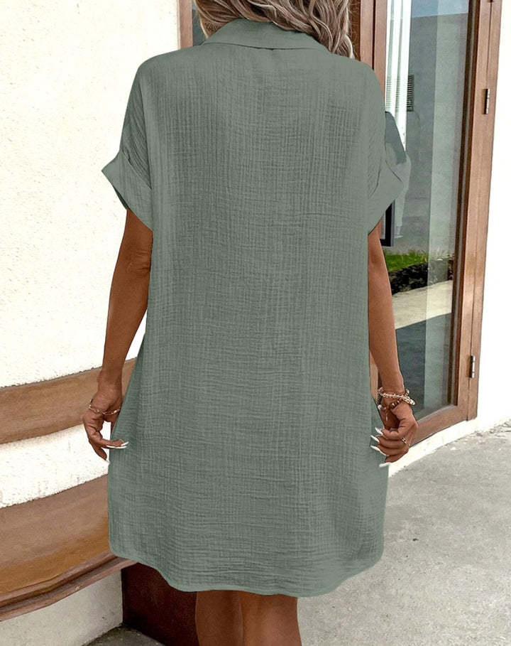 Dina | Stijlvolle Casual Shirtjurk met Knoopsluiting