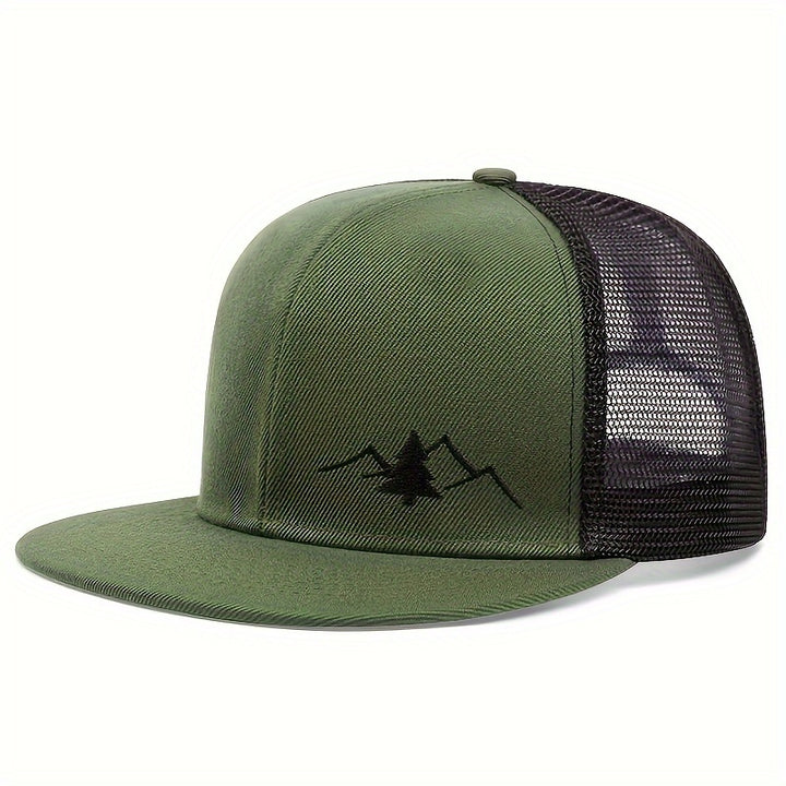 Dion | Stijlvolle Trucker Cap met Geborduurde Bergprint