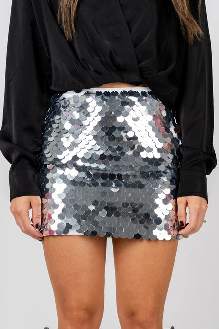 Zilveren disco mini rok